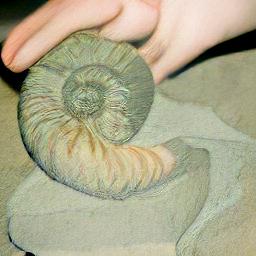 generated: a girl examining an ammonite fossil #1